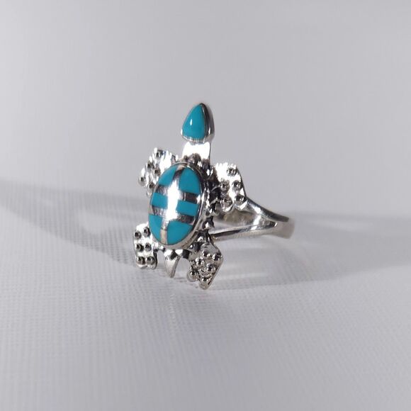 Turquoise Turtle Ring Size 6.75 - Picture 6 of 11